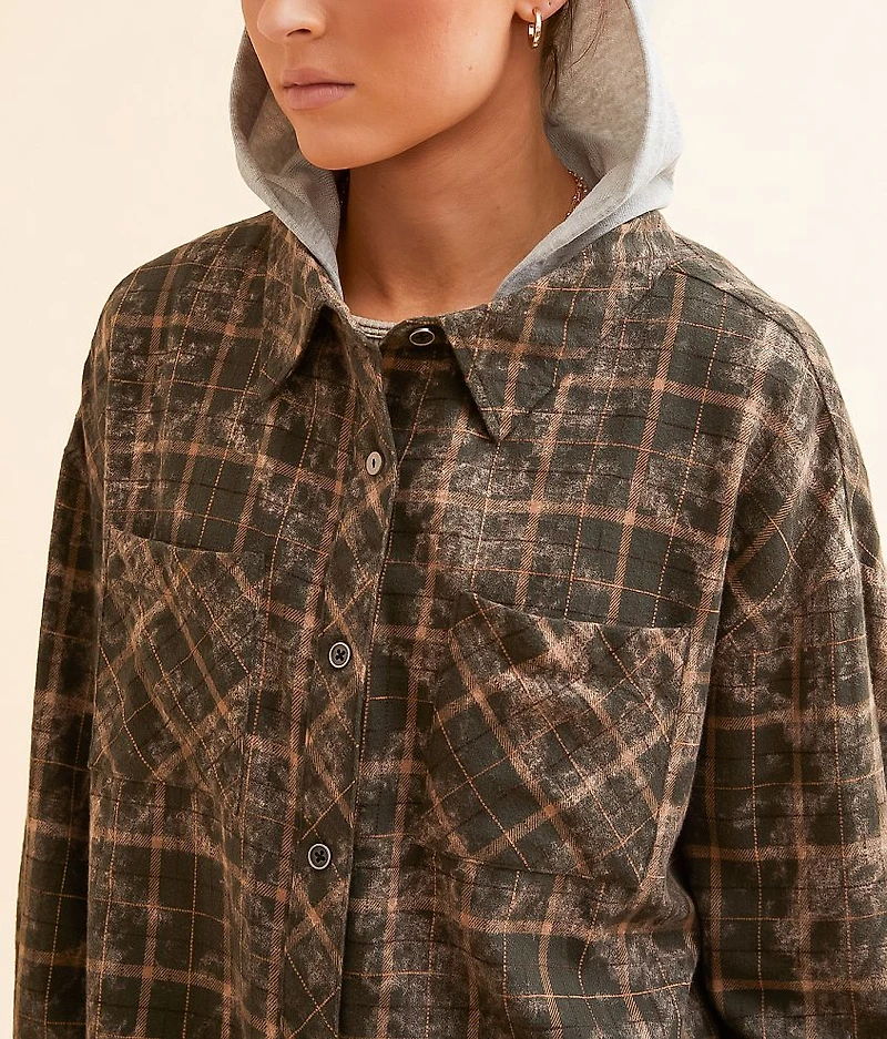 Plaid Hooded Boyfriend Shirt