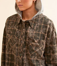 Plaid Hooded Boyfriend Shirt