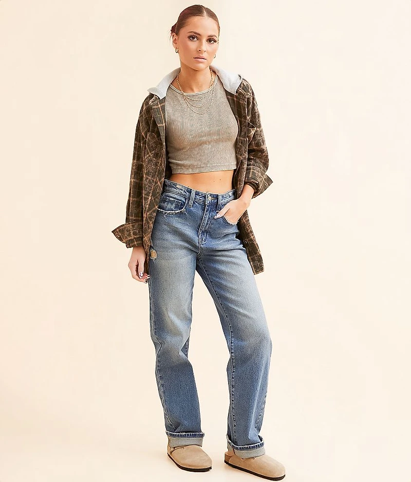 Plaid Hooded Boyfriend Shirt