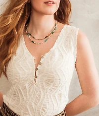 Textured Henley Tank Top