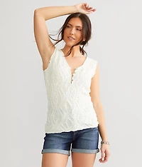 Textured Henley Tank Top