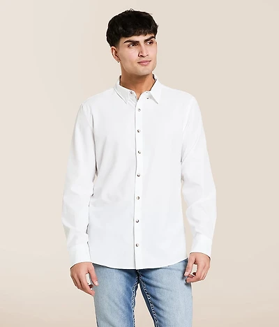 Tonal Striped Athletic Performance Stretch Shirt