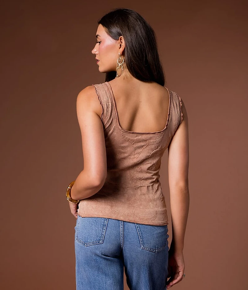 Scoop Neck Western Tank Top