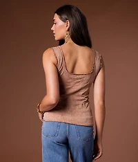 Scoop Neck Western Tank Top