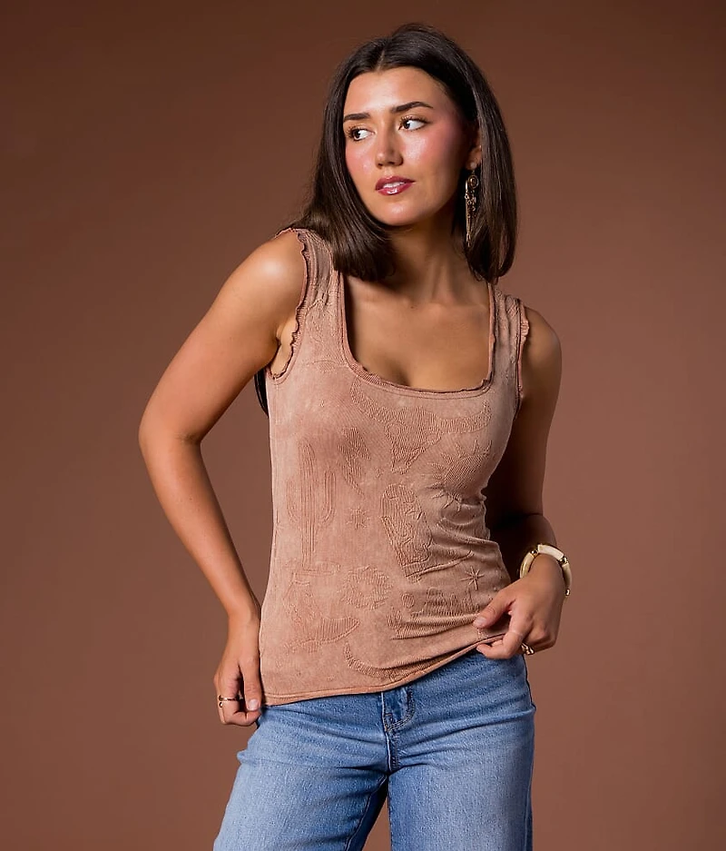 Scoop Neck Western Tank Top