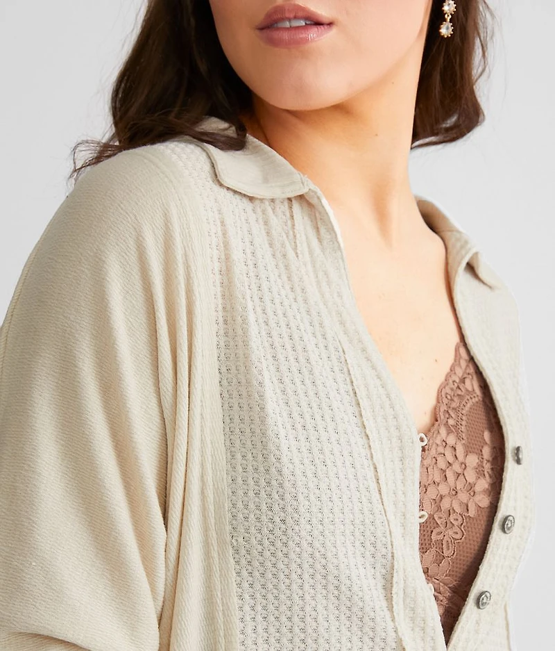 Pieced Waffle Knit Top