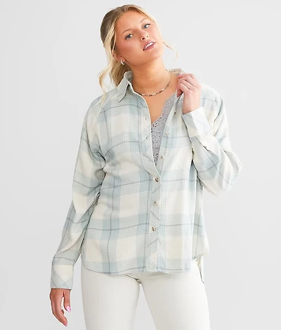 Textured Plaid Boyfriend Shirt