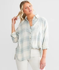 Textured Plaid Boyfriend Shirt