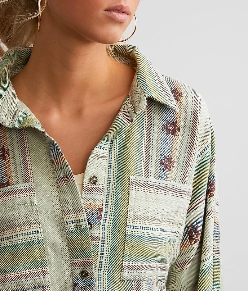 Embroidered Southwestern Cropped Shirt