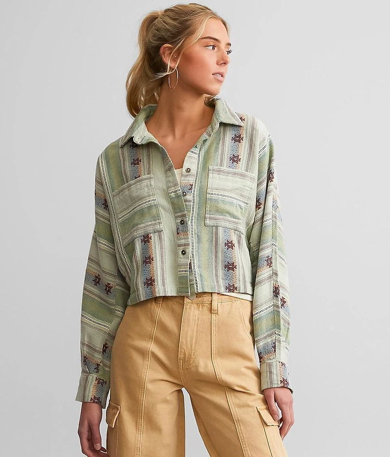 Embroidered Southwestern Cropped Shirt