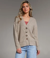 Raw Edge Ribbed Cardigan