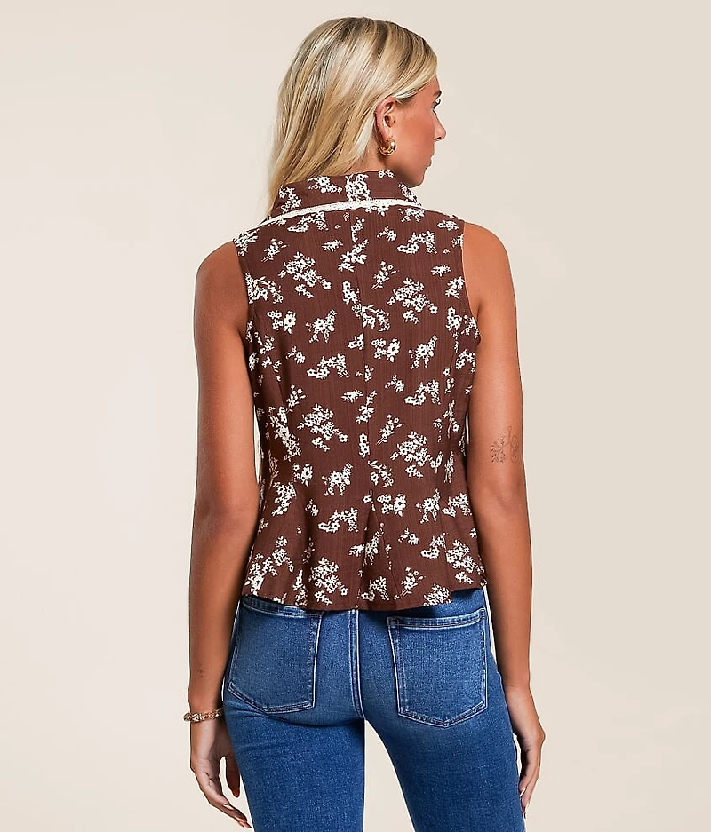 Floral Collared Vest