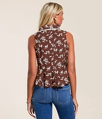 Floral Collared Vest