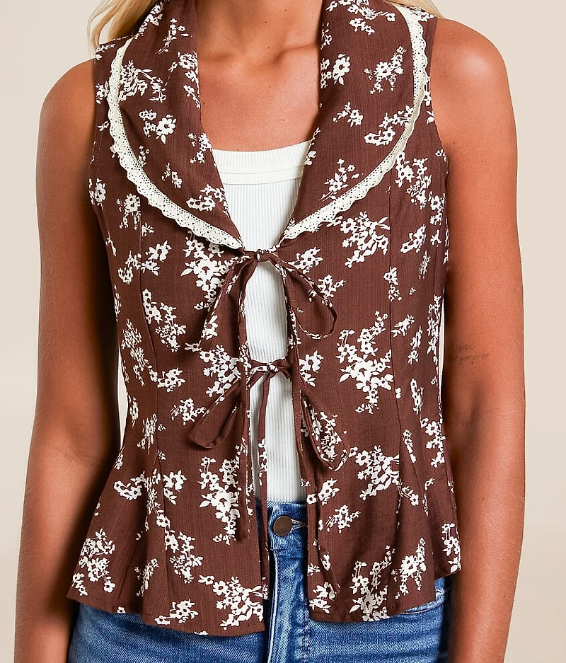 Floral Collared Vest