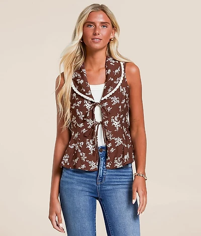 Willow & Root Floral Collared Vest