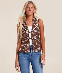 Willow & Root Floral Collared Vest