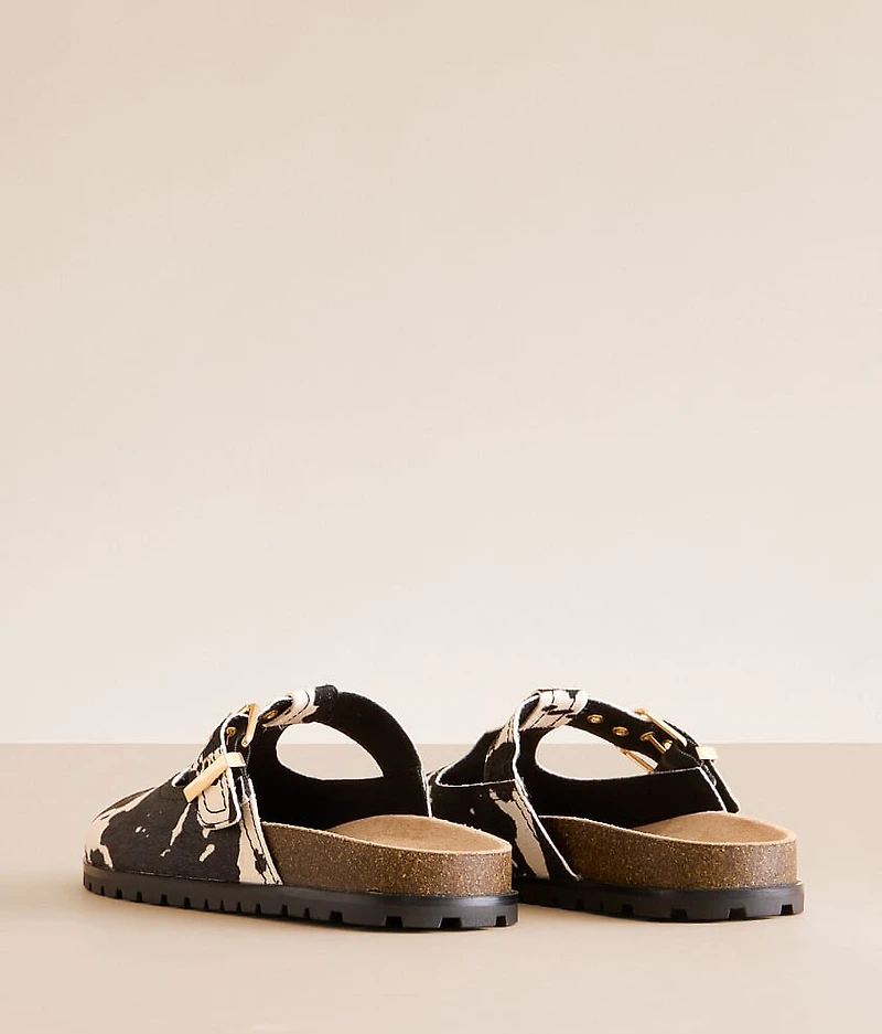 Atticus Cow Print Leather Cut-Out Clog