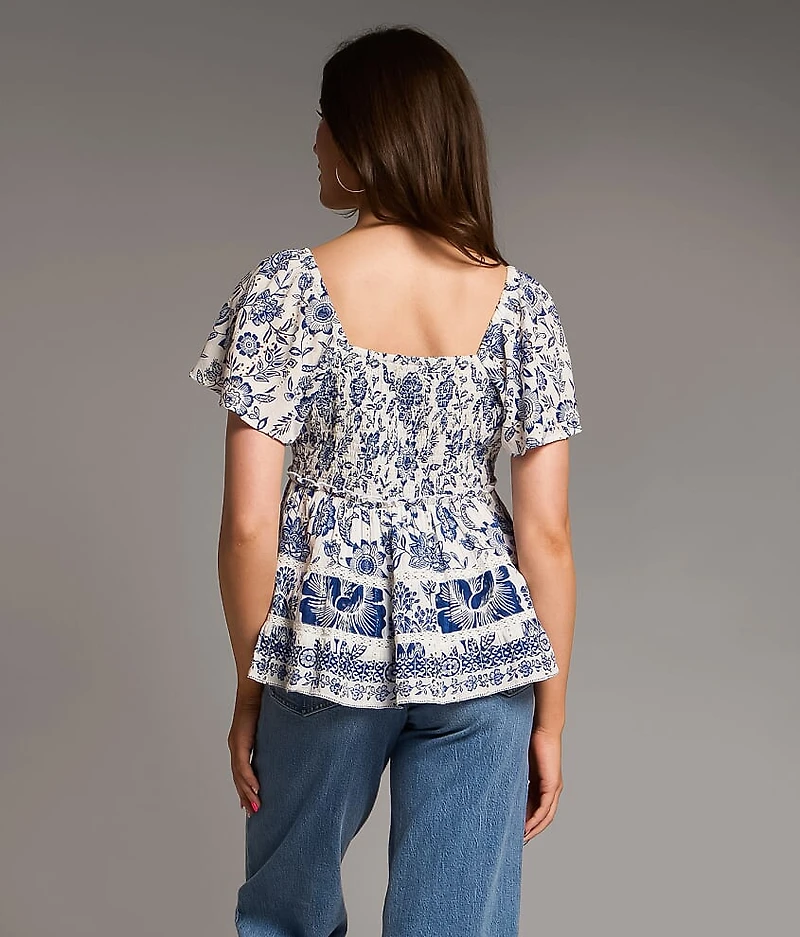 Floral Eyelet Top