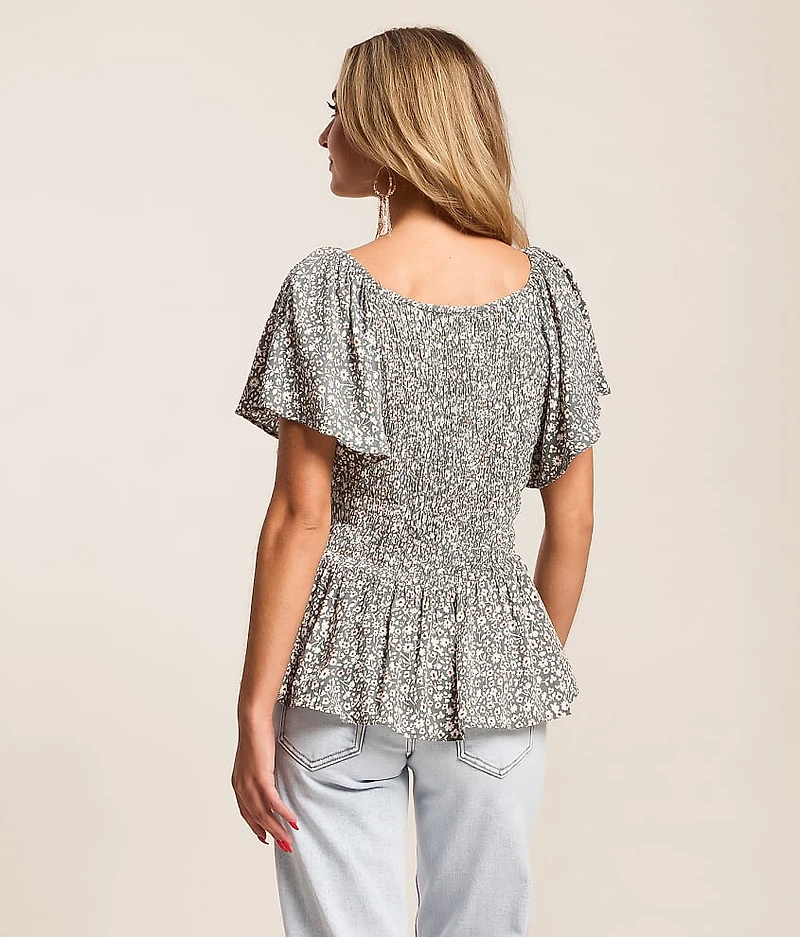 Floral Smocked Peplum Top