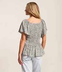 Floral Smocked Peplum Top
