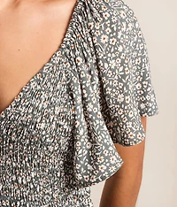Floral Smocked Peplum Top