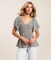 Floral Smocked Peplum Top