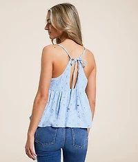 Eyelet Peplum Tank Top