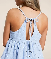 Eyelet Peplum Tank Top