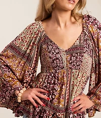 Floral Patchwork Smocked Top
