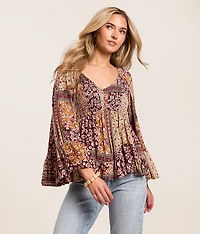 Floral Patchwork Smocked Top