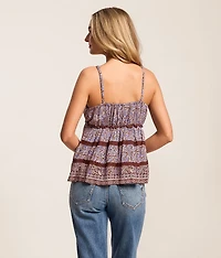 Crochet Trim Peplum Tank Top
