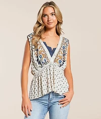 Floral Peplum Tank Top