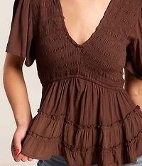 Smocked Peplum Top