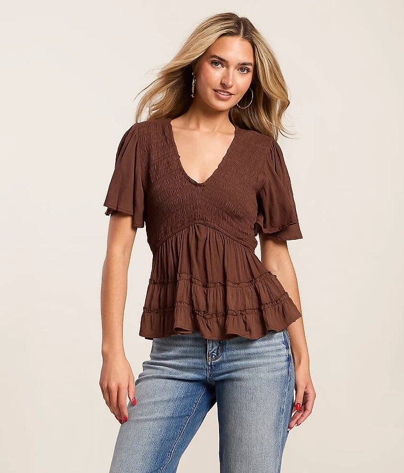 Smocked Peplum Top