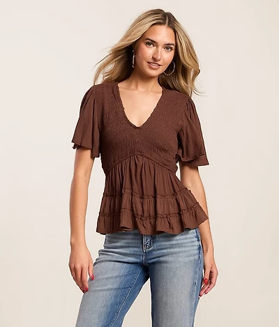 Smocked Peplum Top