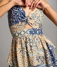 Twisted Floral Patchwork Tank Top