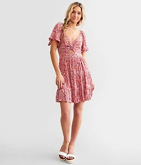 Floral Twisted Mini Dress