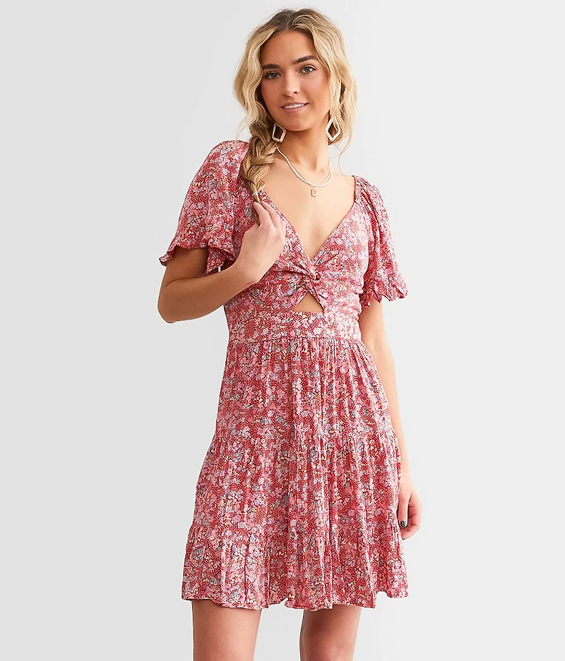 Floral Twisted Mini Dress