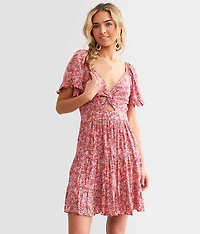 Floral Twisted Mini Dress