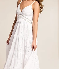 Eyelet Tiered Maxi Dress