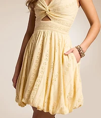 Twisted Eyelet Mini Dress