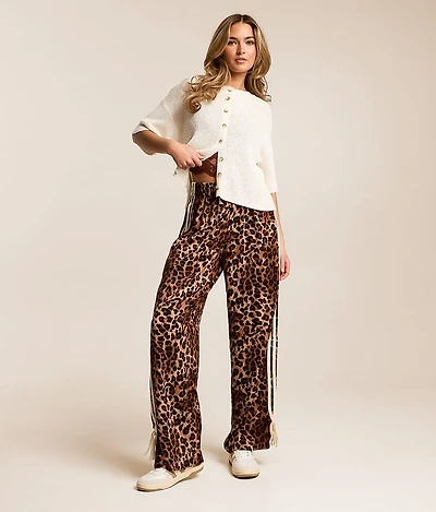 Cheetah Wide Leg Track Pant