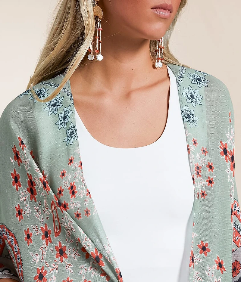 Floral Woven Kimono - One Size
