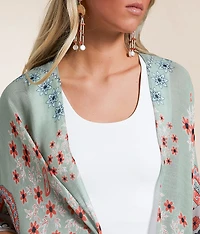 Floral Woven Kimono - One Size