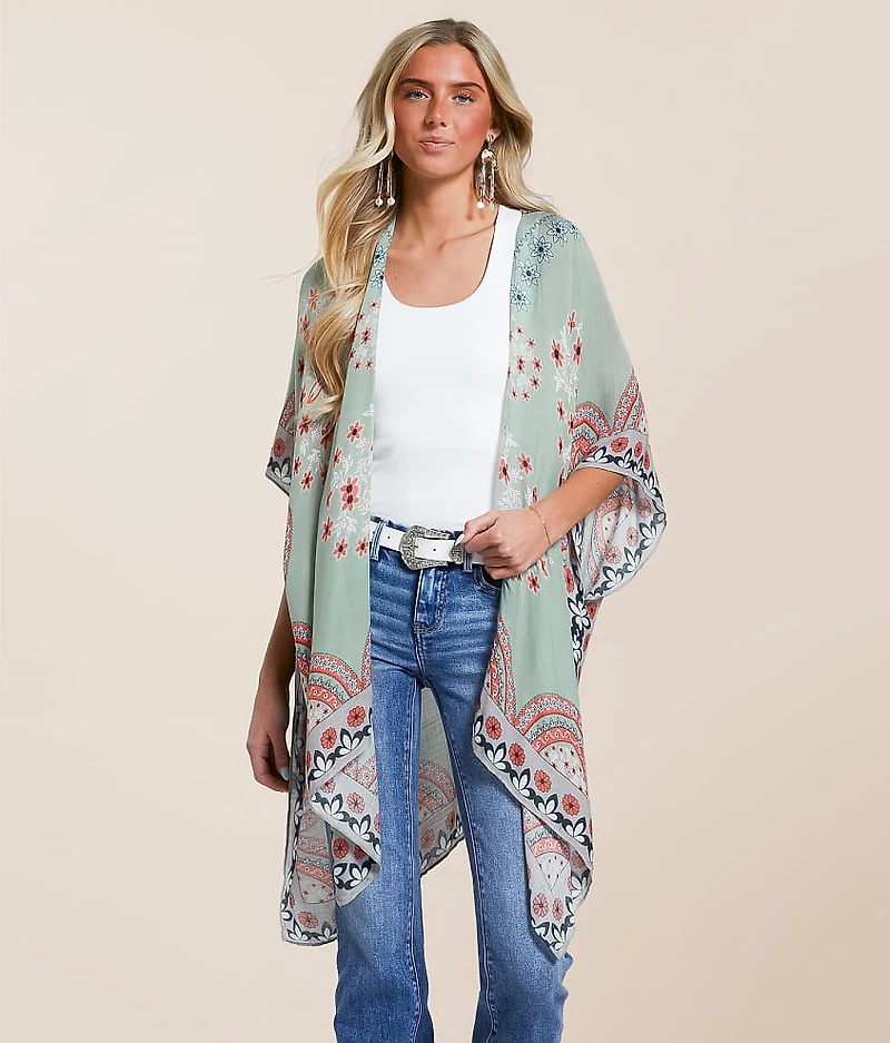 Floral Woven Kimono - One Size