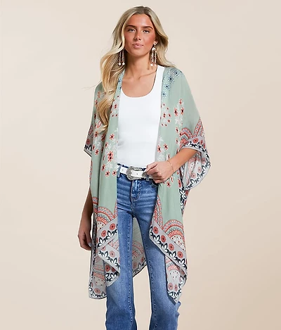 Floral Woven Kimono - One Size