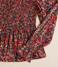 Girls - Floral Smocked Peplum Top