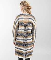 Shredded Back Cardigan Sweater
