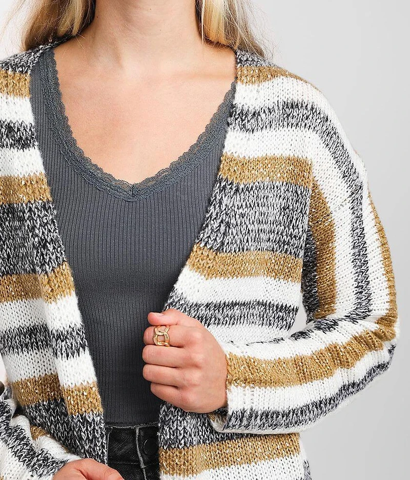 Shredded Back Cardigan Sweater