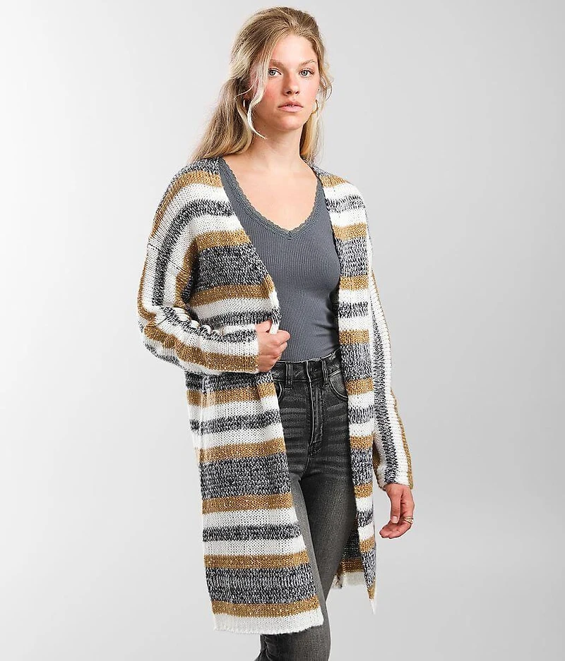 Shredded Back Cardigan Sweater